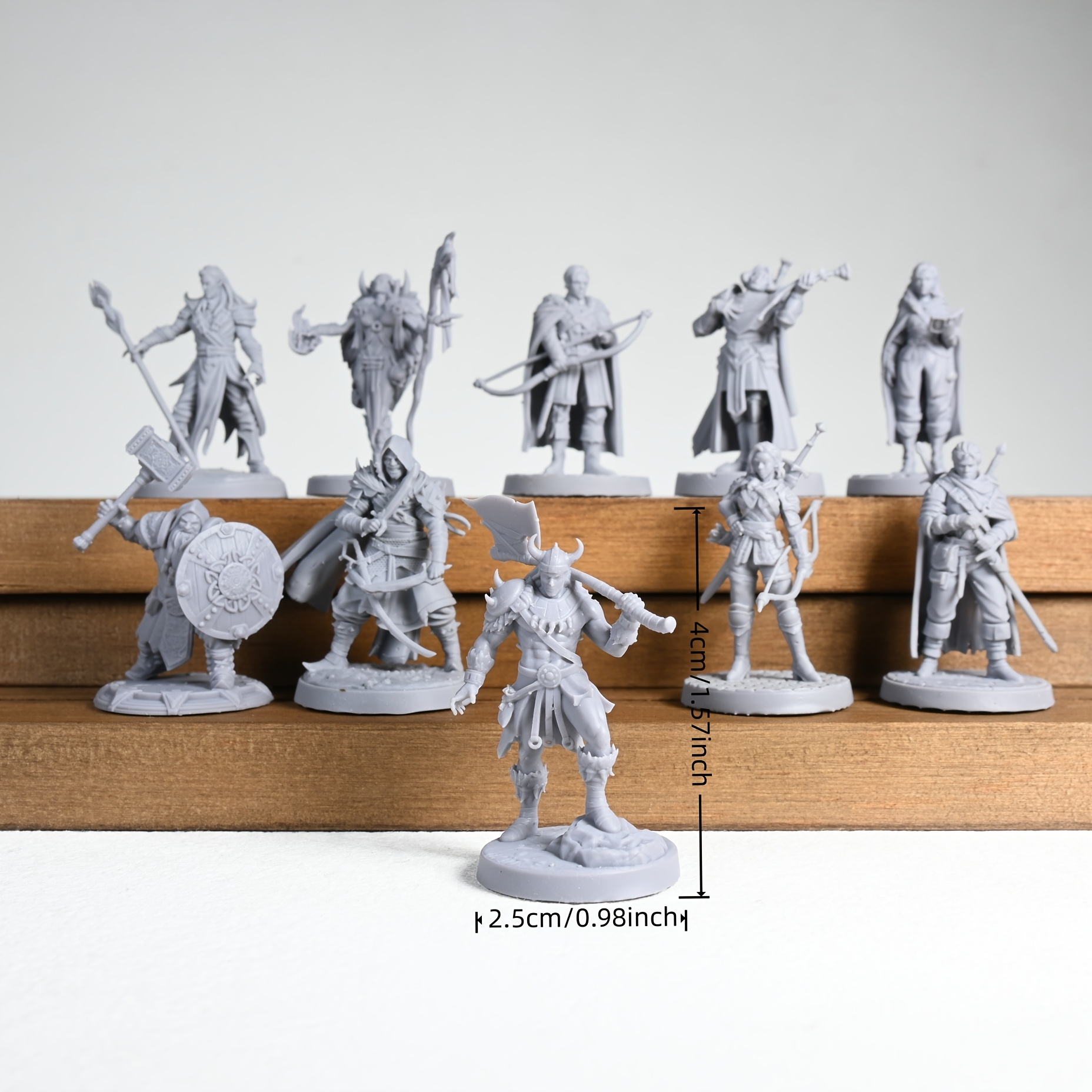 10pcs Fantasy Adventurer Squad Miniature Resin Model for DND Tabletop Game